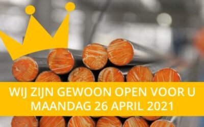 Maandag 26 april 2021 OPEN voor u!